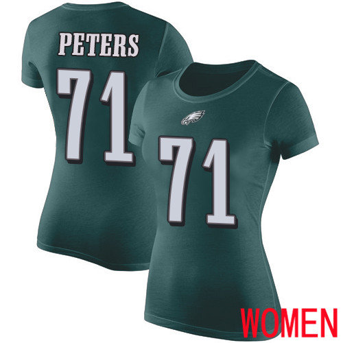 Women Philadelphia Eagles #71 Jason Peters Green Rush Pride Name and Number NFL T Shirt->nfl t-shirts->Sports Accessory
